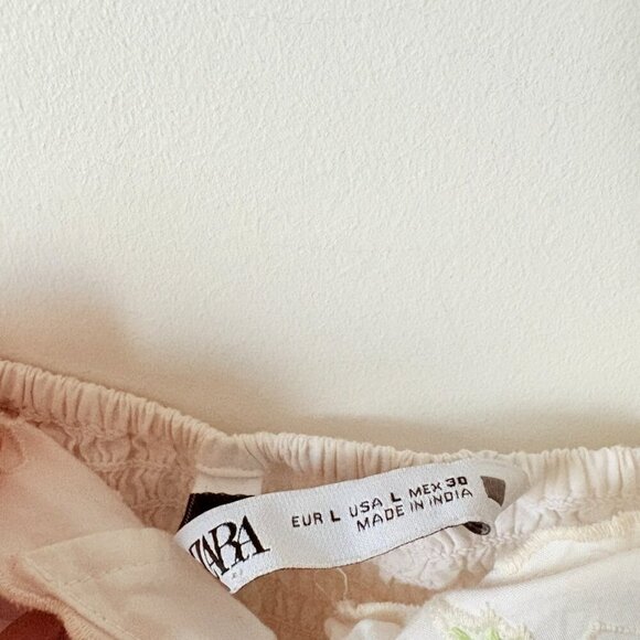 Zara Embroidered Poplin Ruffle Hem Short Dress White Size Large Blogger Fav - Picture 13 of 14